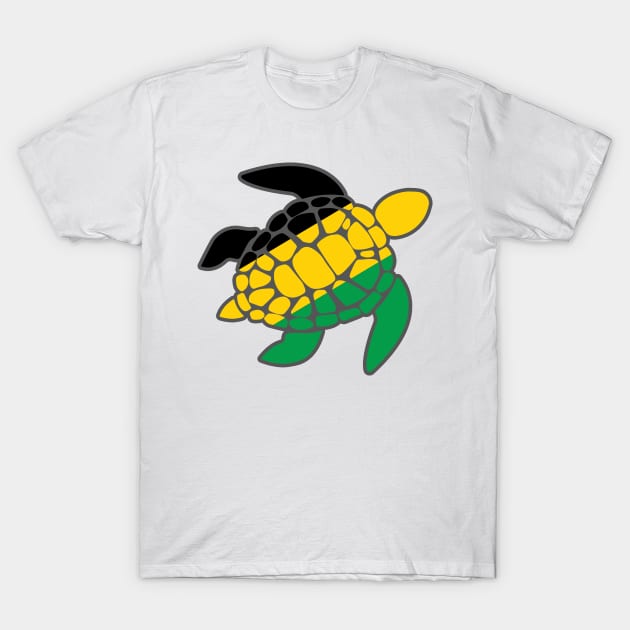 Sea Turtle Jamaica Flag Plastic Free Save The Sea Colorful Turtles T-Shirt by TravelTime